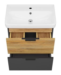 Подвесная тумба под раковину Misty Форест 60см дуб Вотан/антрацит